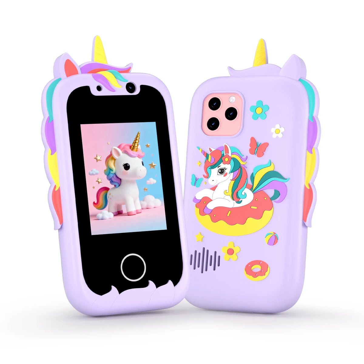Teléfono inteligente de juguete para niños con pantalla táctil, cámara, música y juegos para niñas pequeñas, diseño de unicornio