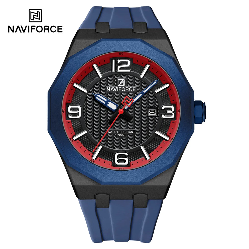 NAVIFORCE Men Wristwatch Top Brand Luxury Clear Business Watch Silicone Sport Military Original Quartz Male Clock Gift 8079