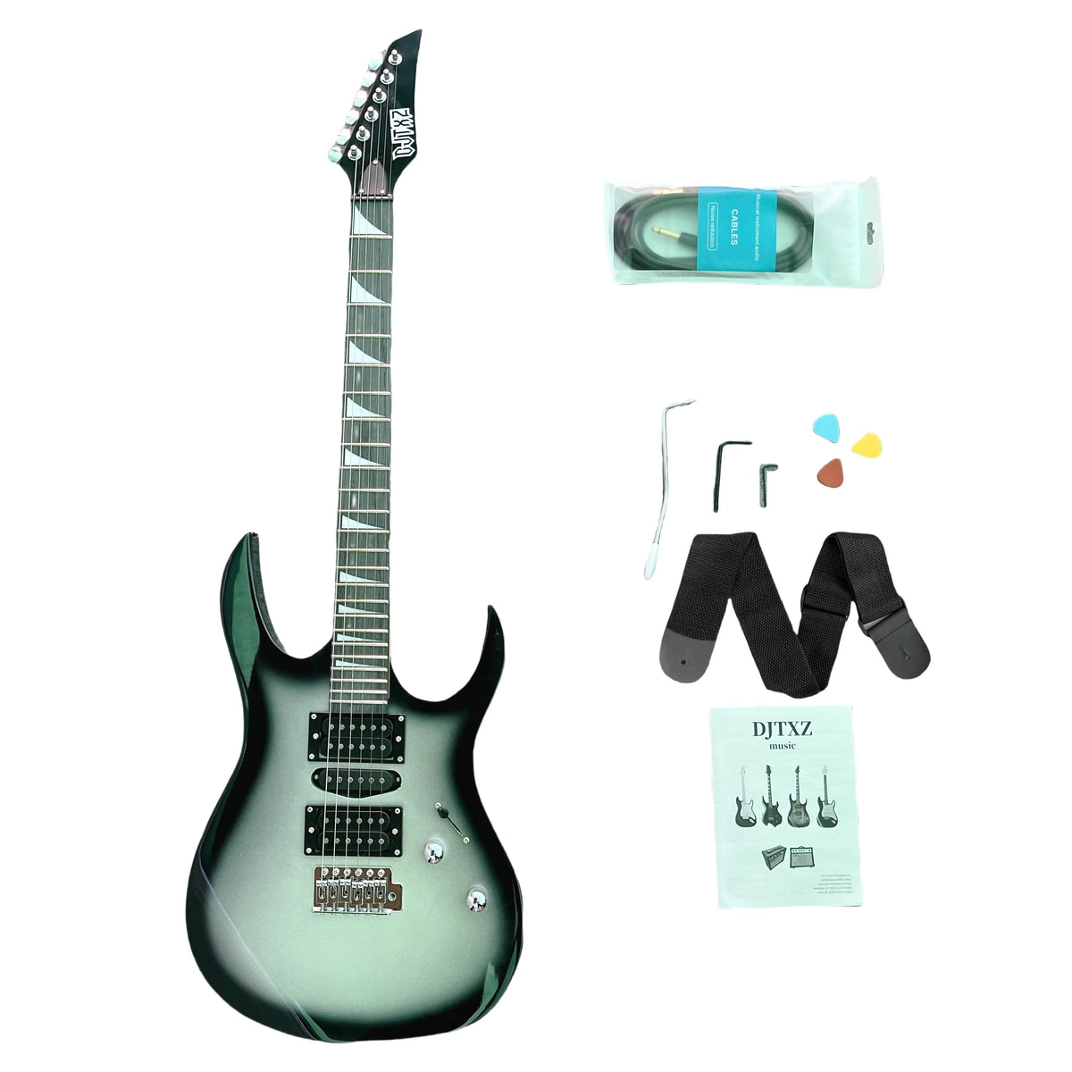 Estilo clásico 170 Guitarra eléctrica Círculo negro Guitarra plateada Práctica de rendimiento profesional