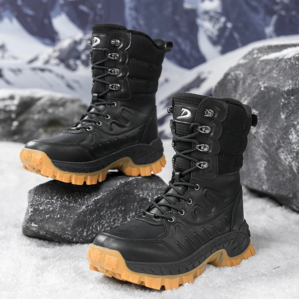 Botas de Invierno Impermeables para Hombre, Antideslizantes, Forradas de Piel Cálida, de Caña Alta, para Senderismo y Trabajo en Clima Frío
