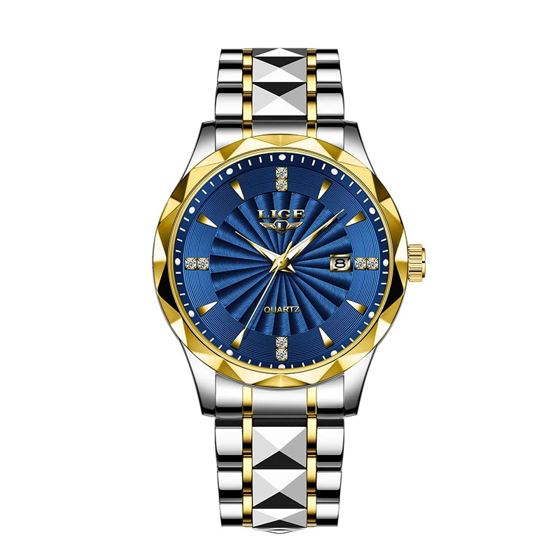 Reloj de lujo para mujer LIGE, reloj de cuarzo luminoso para deportes al aire libre, movimiento importado, reloj impermeable de acero inoxidable para mujer