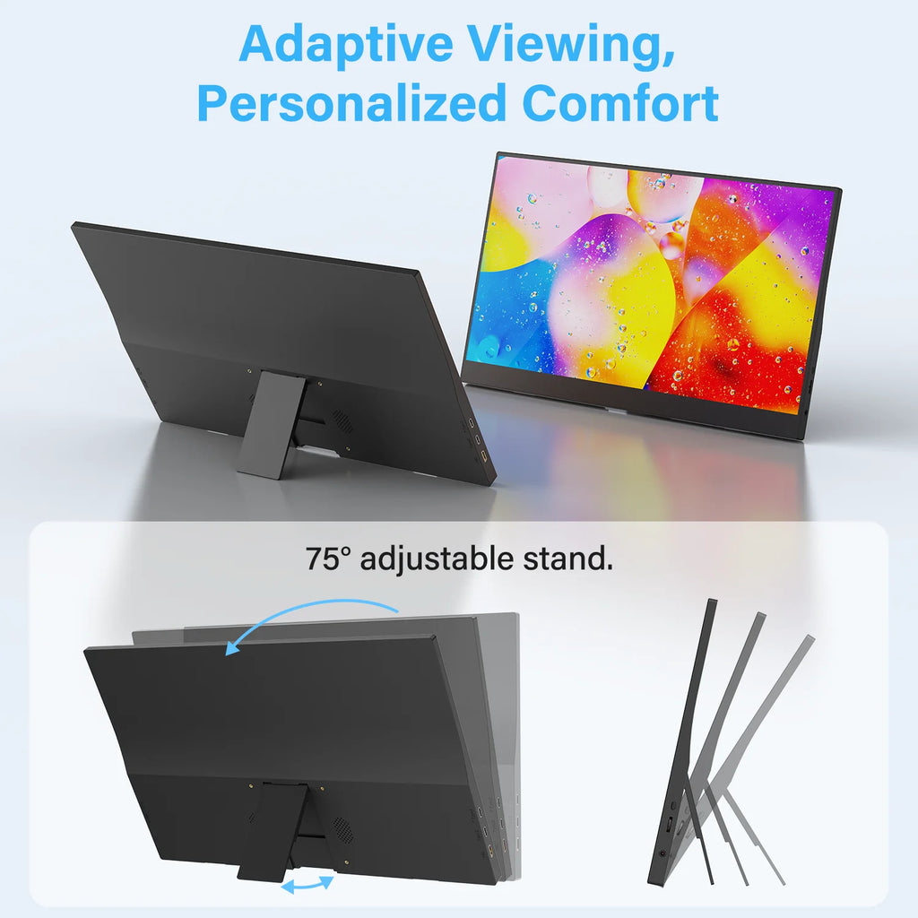 Amoudo Monitor Portátil de 15.6 Pulgadas, 60HZ, 1920x1080P, Pantalla Extensible, Panel LCD IPS, VESA, USBC, Mini HDMI, Pantalla Móvil