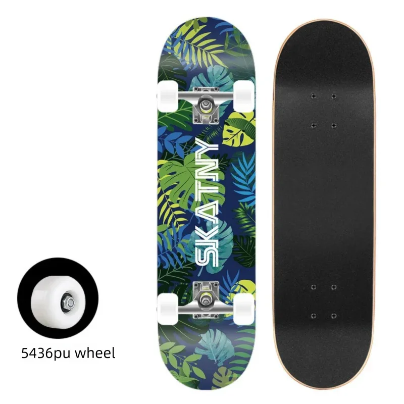Patineta Completa para Trucos de Doble Patada, Madera de Arce, 4 Ruedas, Impresión por Transferencia de Calor, para Principiantes, Adultos y Niños