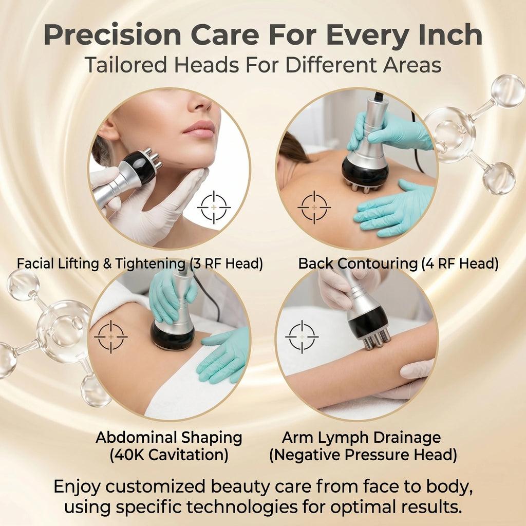 Máquina de cavitación ultrasónica 4 en 1, 40K, con radiofrecuencia multipolar, dispositivo portátil para modelar el cuerpo, interfaz en 9 idiomas, instrumento de belleza para uso doméstico y en salones de belleza, para e
