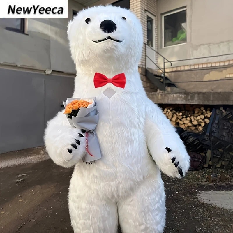 Nuevo disfraz inflable de Panda gigante, disfraz de mascota de oso Polar divertido de calle, disfraz de Fursuit inflable para adultos de Halloween