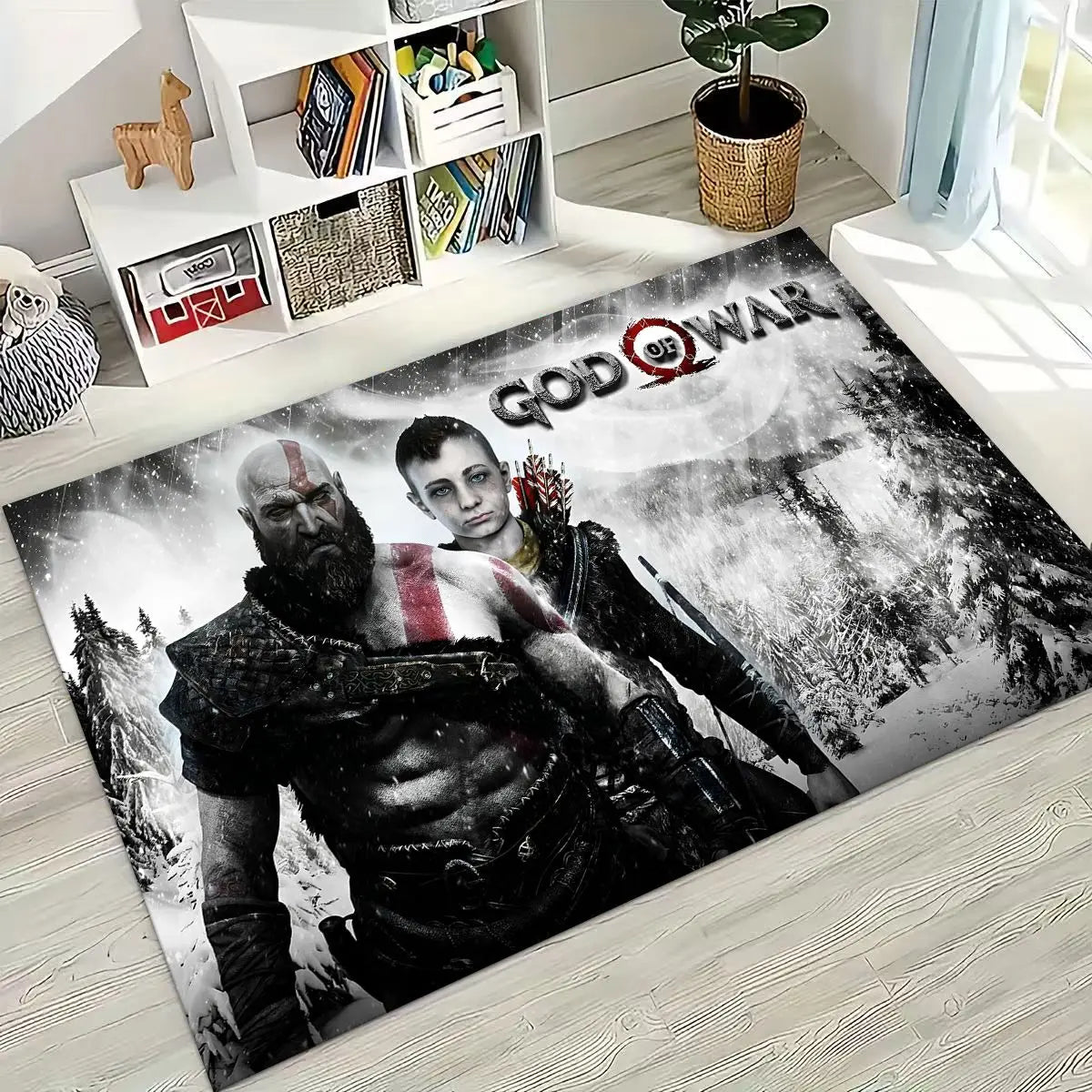 Alfombra de juego 3A de Kratos de God of War Classics para dormitorio, sala de estar, sofá, felpudo de decoración para el hogar, alfombrilla grande antideslizante para juegos de niños