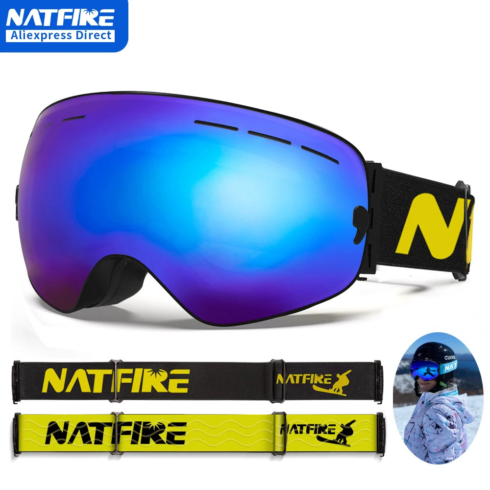 Gafas de esquí de Snowboard para hombres y mujeres, protección UV400, gafas de esquí antiniebla, máscara de esquí, gafas de nieve de cara grande, gafas de esquí