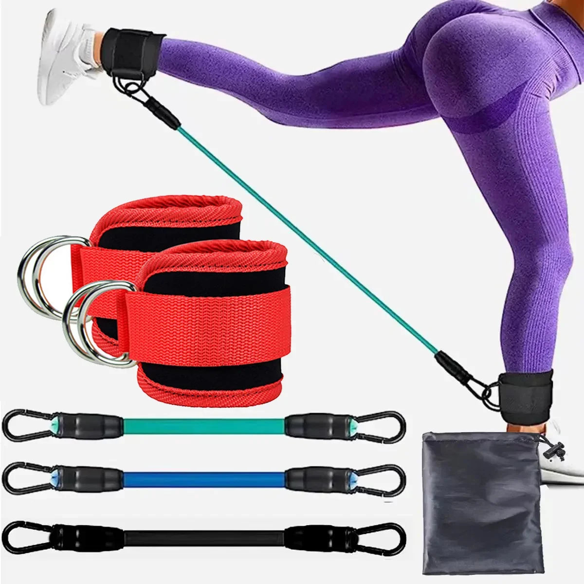 Juego de Bandas de Resistencia con Correas para Tobillos, Equipo de Ejercicio, Pesas para Tobillos, Banda Elástica de Yoga para Gimnasio, para Hombre y Mujer