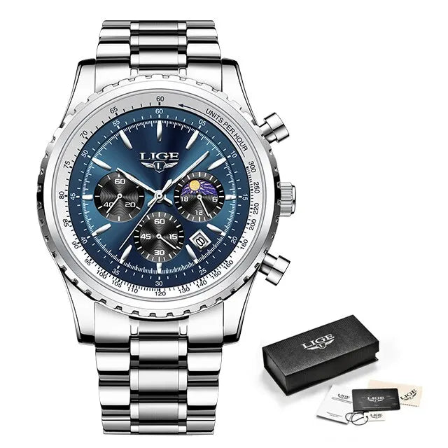 LIGE 2024 Top Brand Luxury New Men Watch Quartz Man Watches Waterproof Luminous Watch for Men Date Chronograph Sport Wristwatch