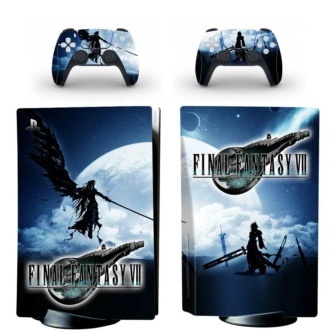 Adhesivo protector de vinilo para consola PS5 y 2 mandos, diseño de Final Fantasy (versión disco)