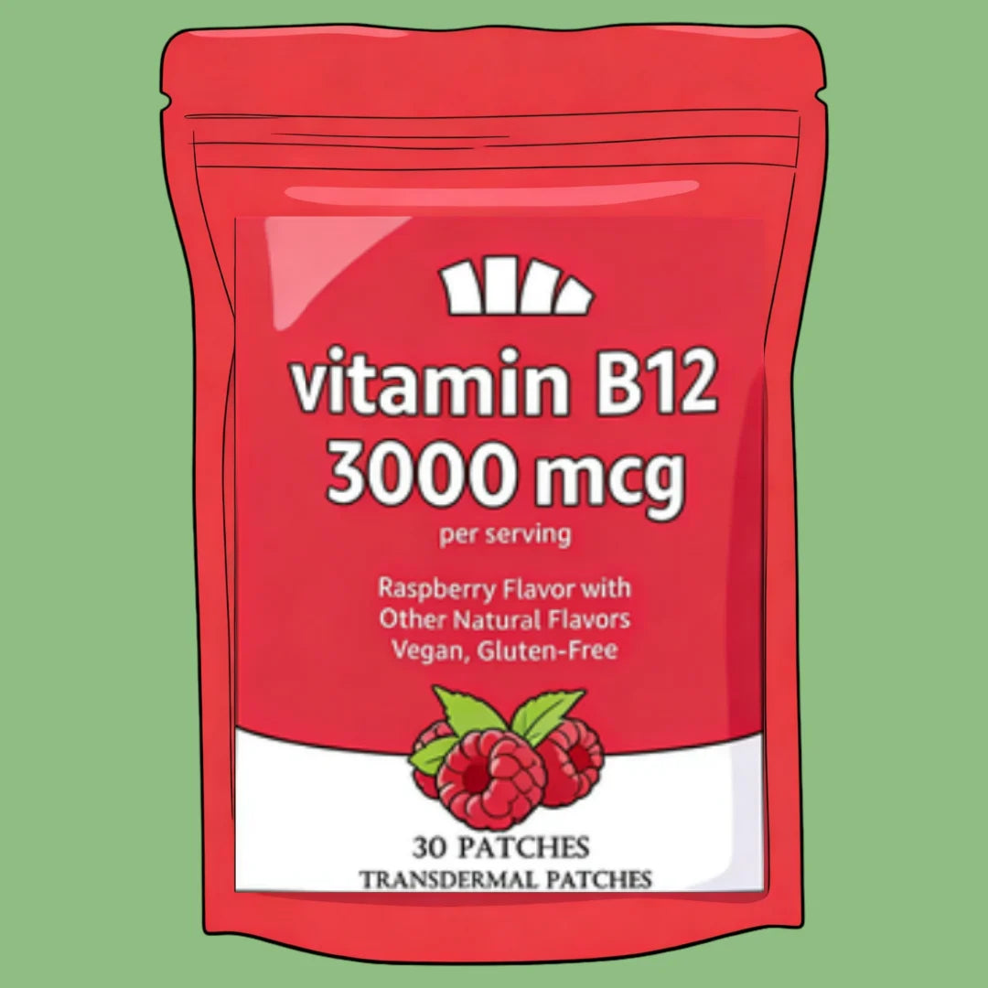 Parches transdérmicos de vitamina B12 - Parches de vitaminas 100% naturales para mujeres, energía, concentración y apoyo corporal, 30 parches