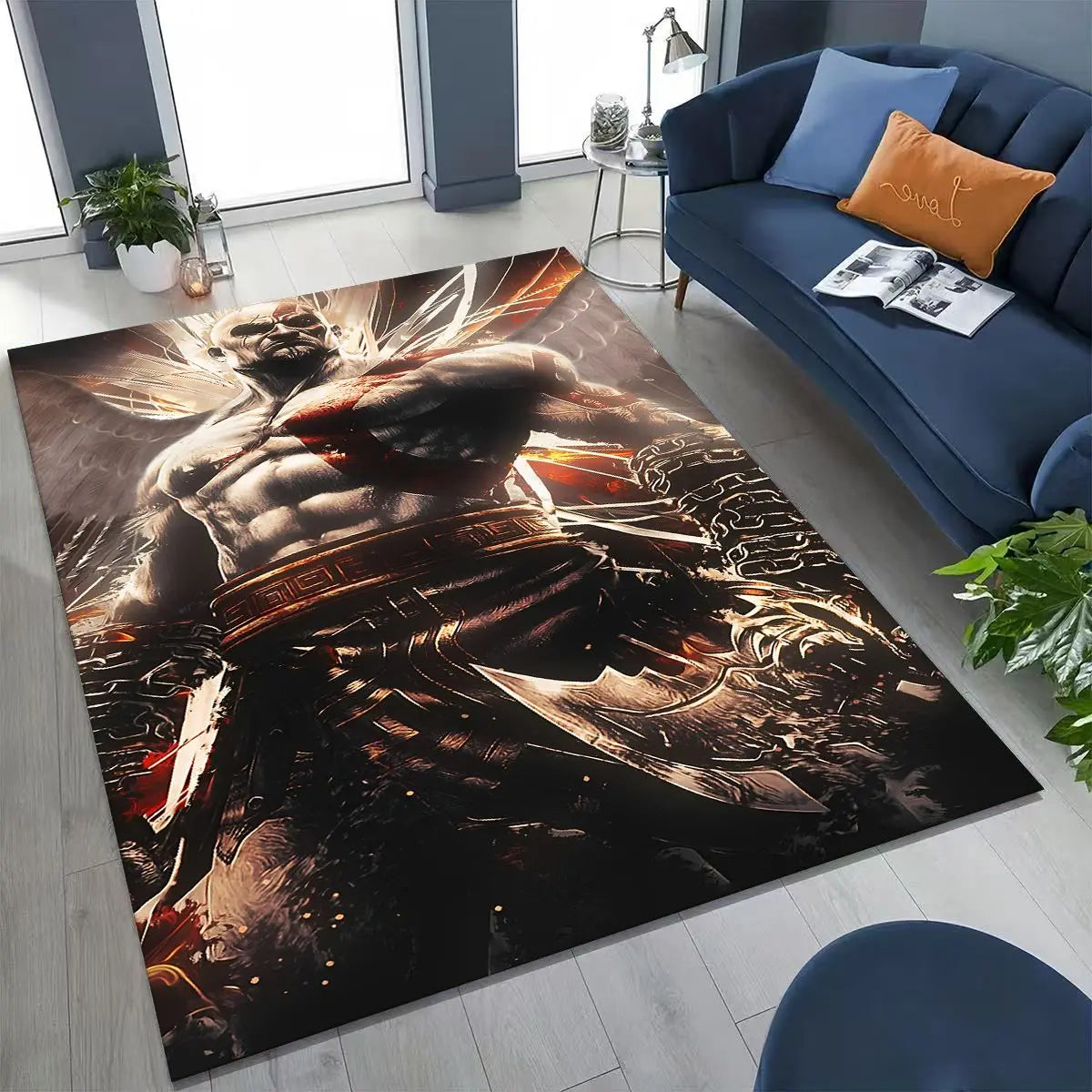 Alfombra de God of War Kratos para dormitorio, sala de estar, sofá, decoración del hogar, felpudo, alfombrilla antideslizante grande para juegos infantiles