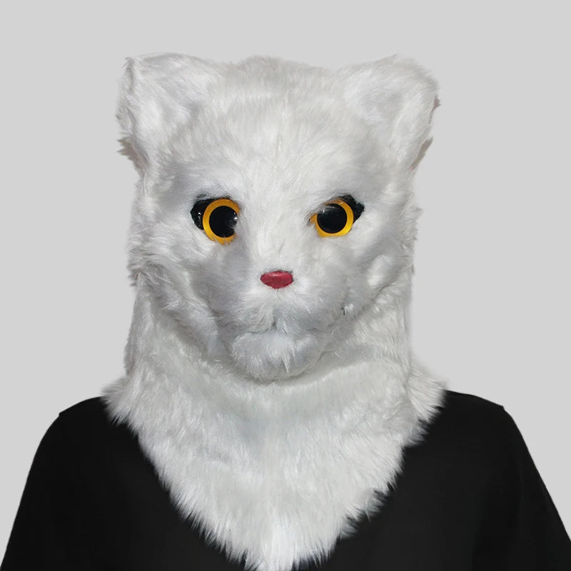Máscara de zorro de felpa con boca móvil para Halloween, máscaras de cabeza completa de perro y Lobo, máscara de Animal realista, accesorios de disfraces de fiesta de Halloween