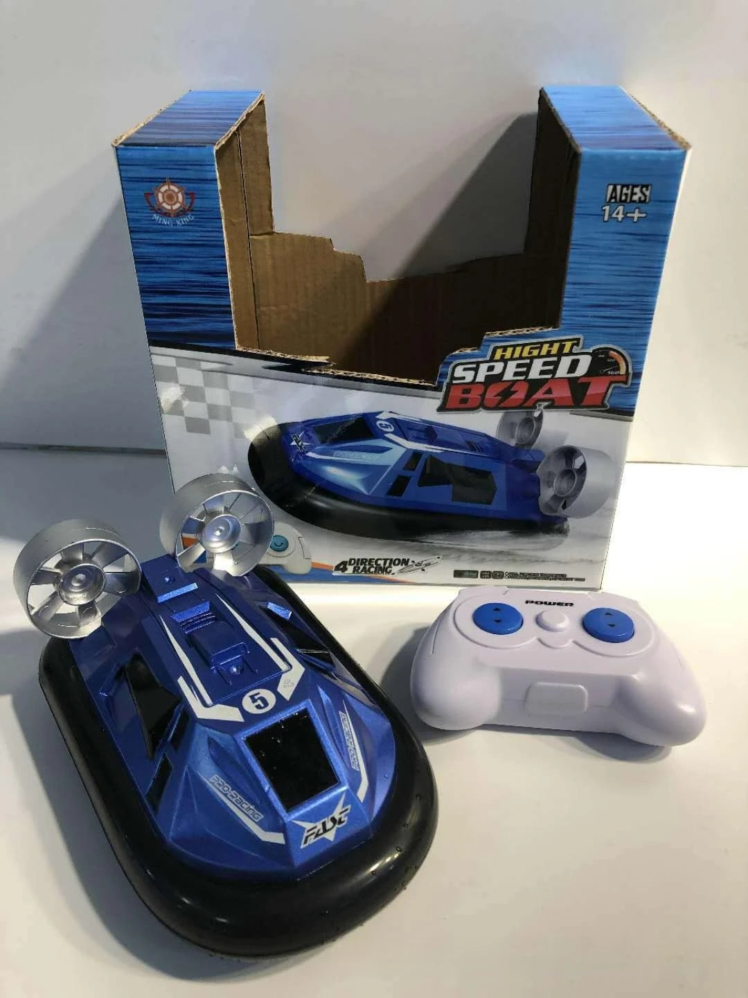 Barco teledirigido anfibio con aerodeslizador, juguete eléctrico de simulación de buque de guerra de alta velocidad, regalo impermeable para niños