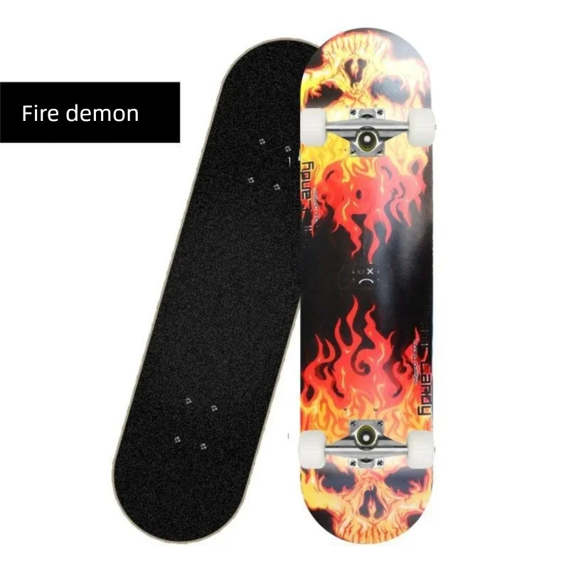 Patineta Deportiva de Madera de Arce de 80 cm, 4 Ruedas, Diseño de Doble Kick, Patineta Profesional para Trucos y Calle, para Jóvenes y Adultos