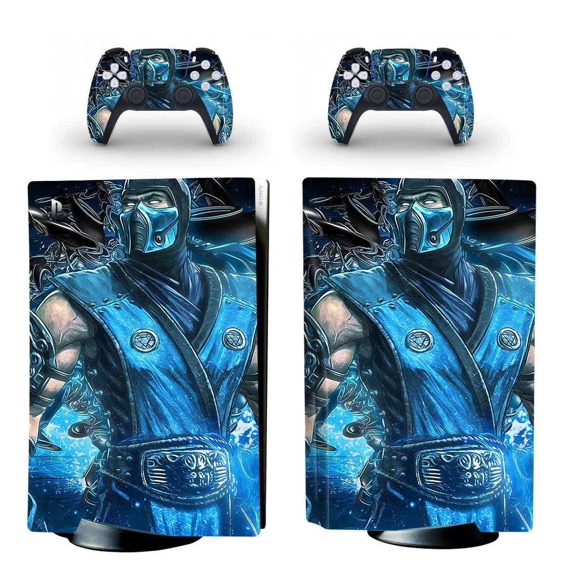Pegatina adhesiva de vinilo para consola PS5 y 2 mandos, diseño de Mortal Kombat, versión disco