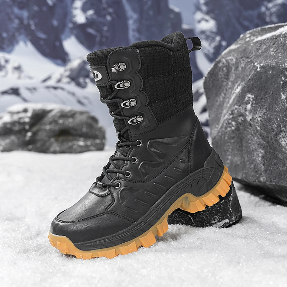 Botas de Invierno Impermeables para Hombre, Antideslizantes, Forradas de Piel Cálida, de Caña Alta, para Senderismo y Trabajo en Clima Frío