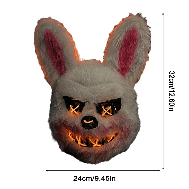 Máscara facial con luz LED luminosa para fiesta de Halloween, maquillaje, máscara de oso conejo de terror, tocado, cubierta para cabeza de Carnaval de animales de dibujos animados
