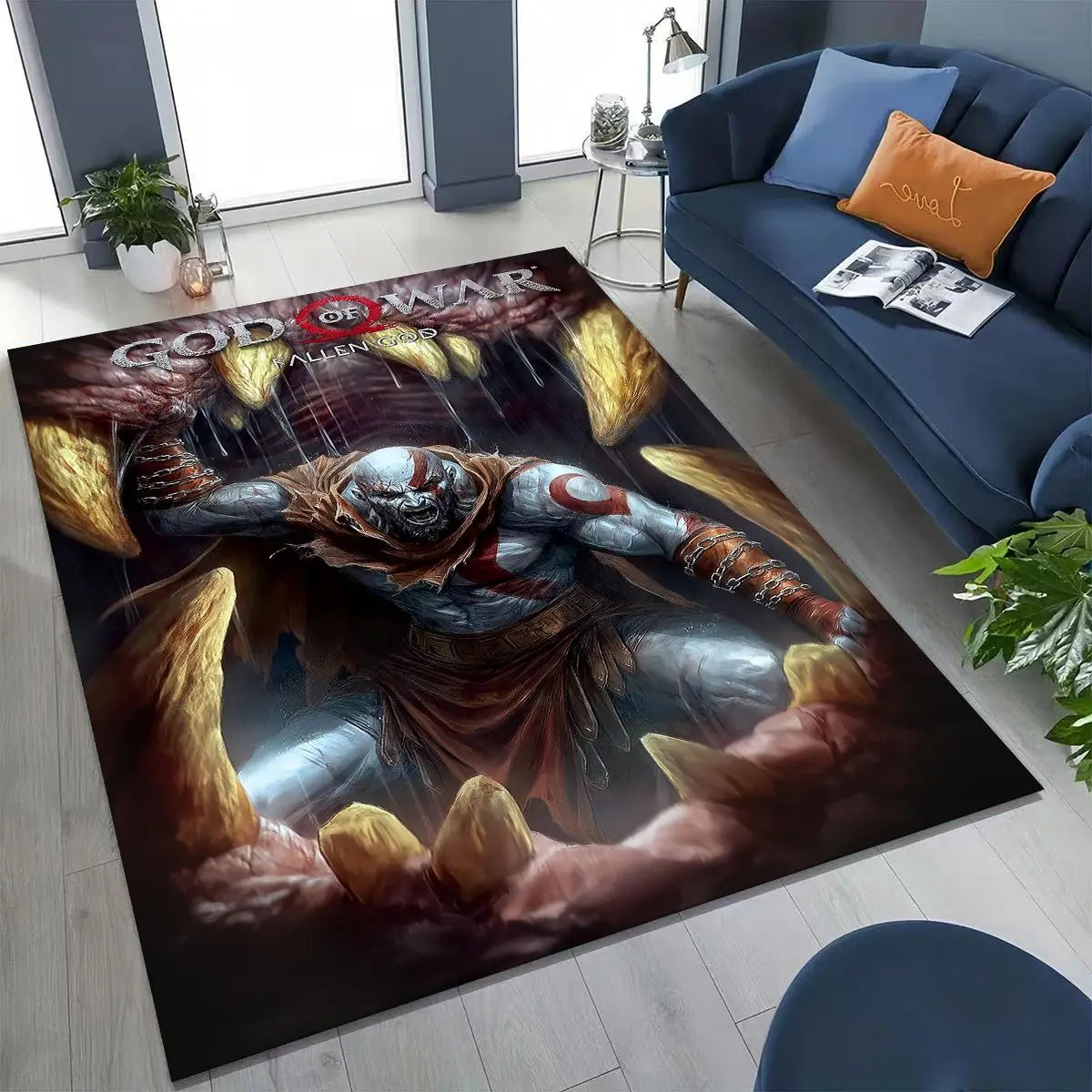 Alfombra de juego 3A de Kratos de God of War Classics para dormitorio, sala de estar, sofá, felpudo de decoración para el hogar, alfombrilla grande antideslizante para juegos de niños