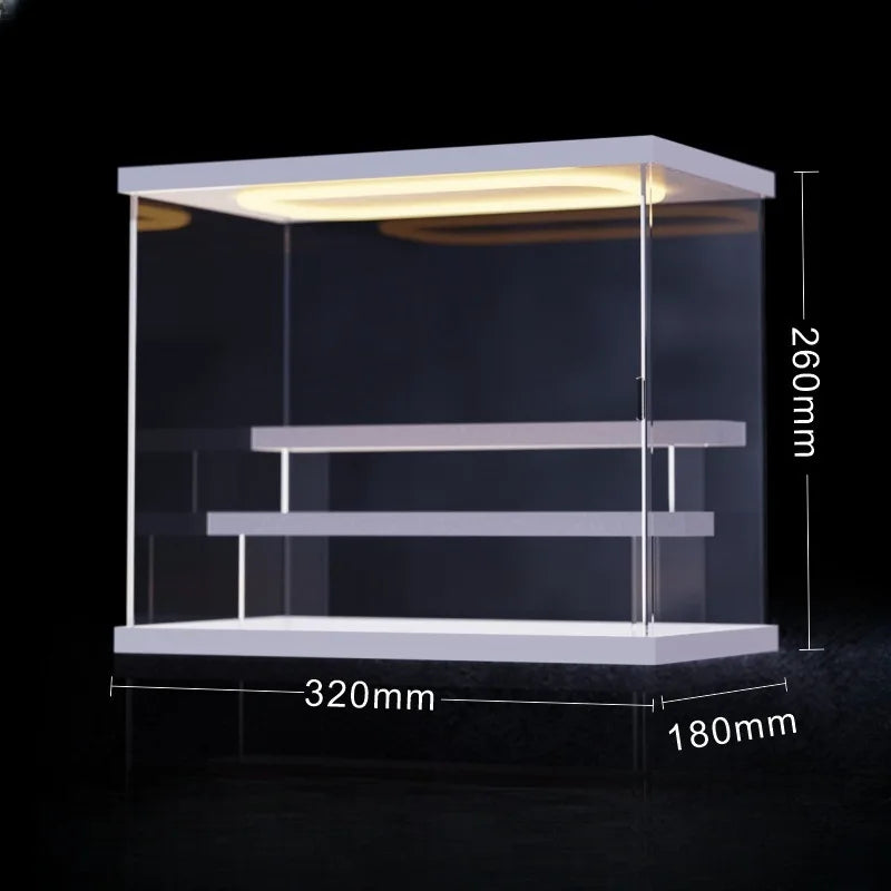 Vitrina expositora de acrílico transparente de 3/4/5/6 niveles con luz LED, a prueba de polvo para figuras, muñecos, figuras de acción y colecciones de juguetes