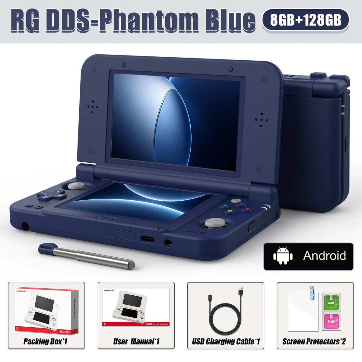 Consola de Juegos Portátil Plegable Anbernic RG DDS con Pantalla Doble, Android 16, CPU Qualcomm Snapdragon G2, Reproductor de Videojuegos RGDDS