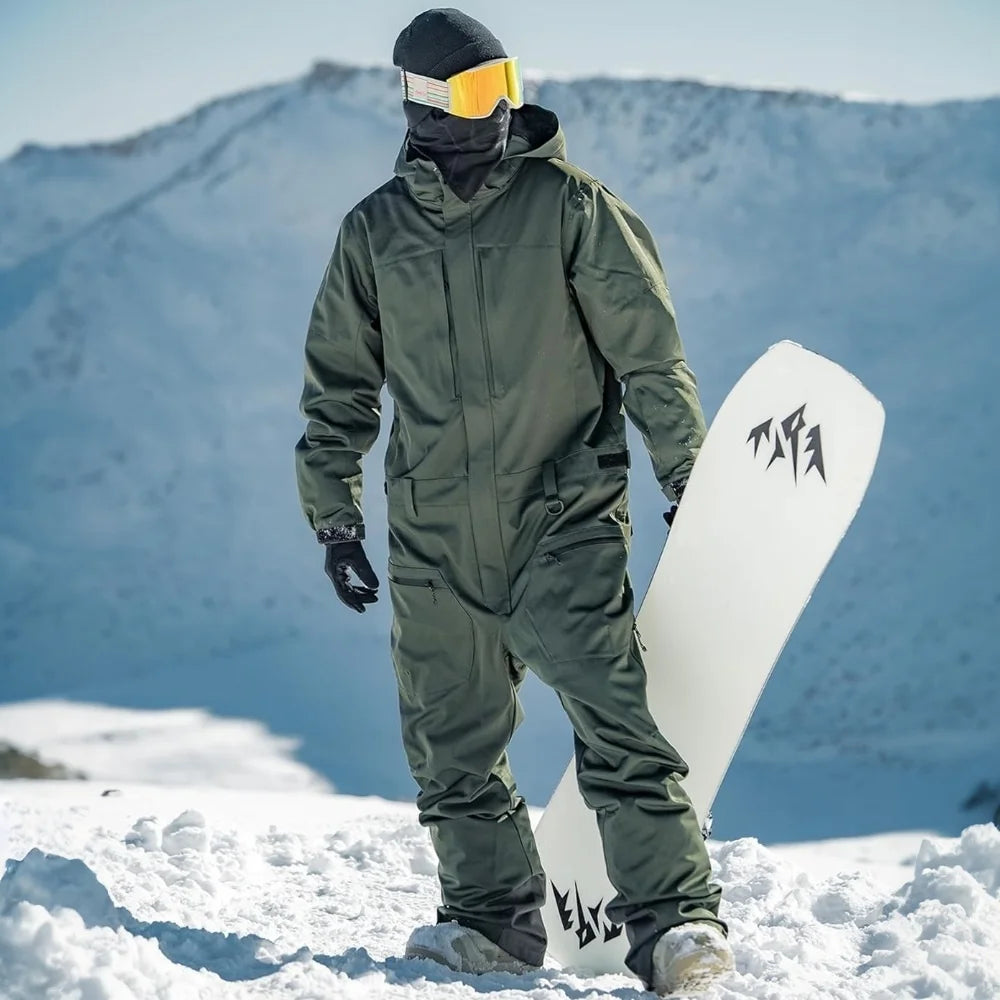GSOU-ropa de trabajo de esquí para hombre, mono, chaqueta de una pieza, conjunto de pantalón, mono térmico de invierno para campo de nieve, ropa deportiva impermeable