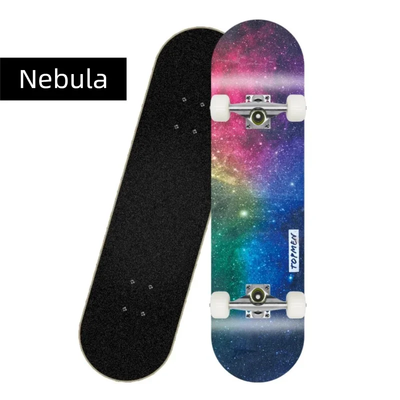 Patineta Deportiva de Madera de Arce de 80 cm, 4 Ruedas, Diseño de Doble Kick, Patineta Profesional para Trucos y Calle, para Jóvenes y Adultos