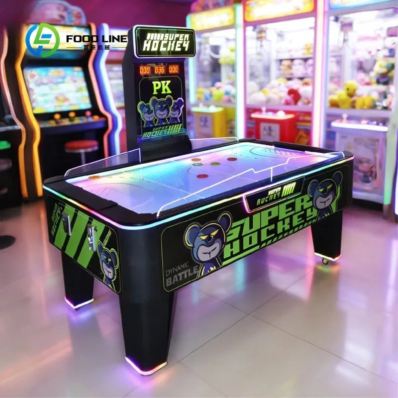 Mesa de Hockey de Aire Profesional Personalizada de Metal y Madera, Máquina de Juego Arcade Operada con Monedas, Juego Interactivo con Contador de Puntuación Electrónico