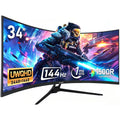Monitor de juegos curvo ultraancho Gawfolk de 34 pulgadas, UWQHD 144Hz 1500R, monitor de computadora curvo, compatible con FreeSync, pantalla de escritorio.