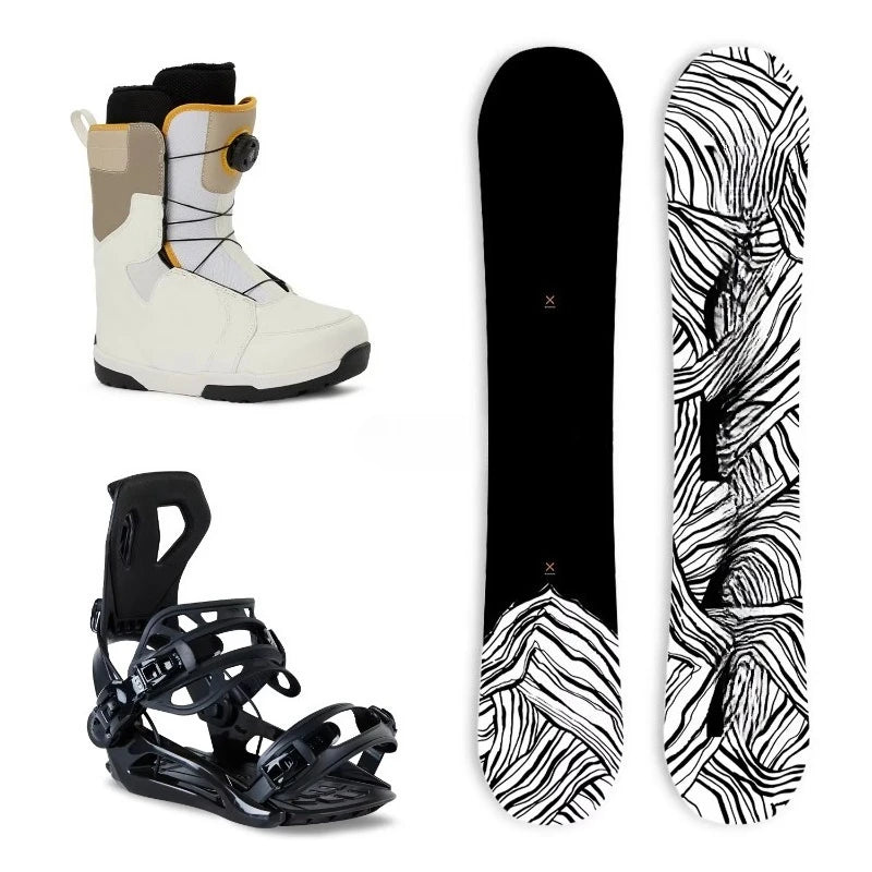 Paquete Completo de Snowboard para Hombre, Botas XFITGO 360 Seconds Bound, Todo Terreno, Regular, Apto para Principiantes 2025