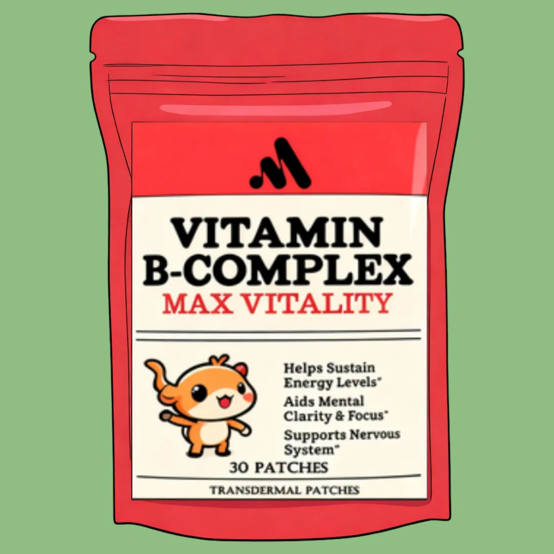 Parches Transdérmicos de Complejo Vitamínico B, B1, B2, B3, B5, B6, B12, D-biotina y Ácido Fólico, Apoyan la Energía Celular y la Claridad Mental
