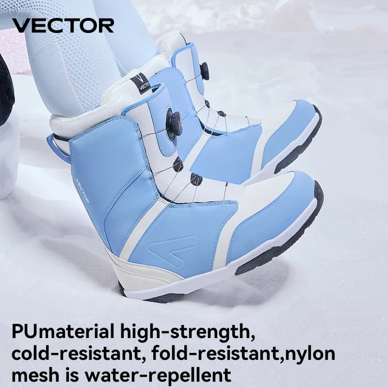 VECTOR Zapatos de Esquí Profesionales para Hombre y Mujer, Botas de Snowboard Cálidas e Impermeables, Botas de Nieve Transpirables de Cuero Antideslizantes