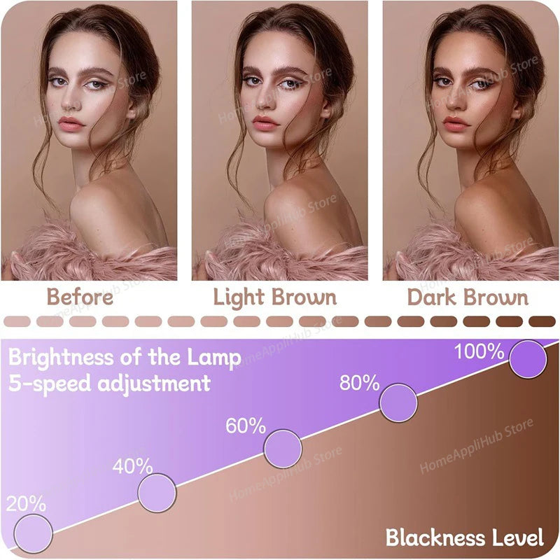 Lámpara de bronceado de 4 cabezales Máquina de bronceado UV de 60 W 360 °   Rotación 432 LED Luz púrpura Longitud de onda 460 nm y luz bronceadora de solario de 490 nm