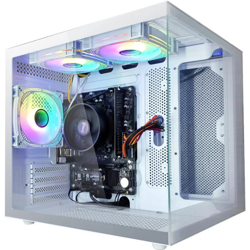 PC para Juegos, SSD NVMe de 1 TB, 32 GB de RAM, WiFi 6, Computadora de Escritorio Preensamblada (Blanca, 5700G, 1 TB, DOS, GB, 16)