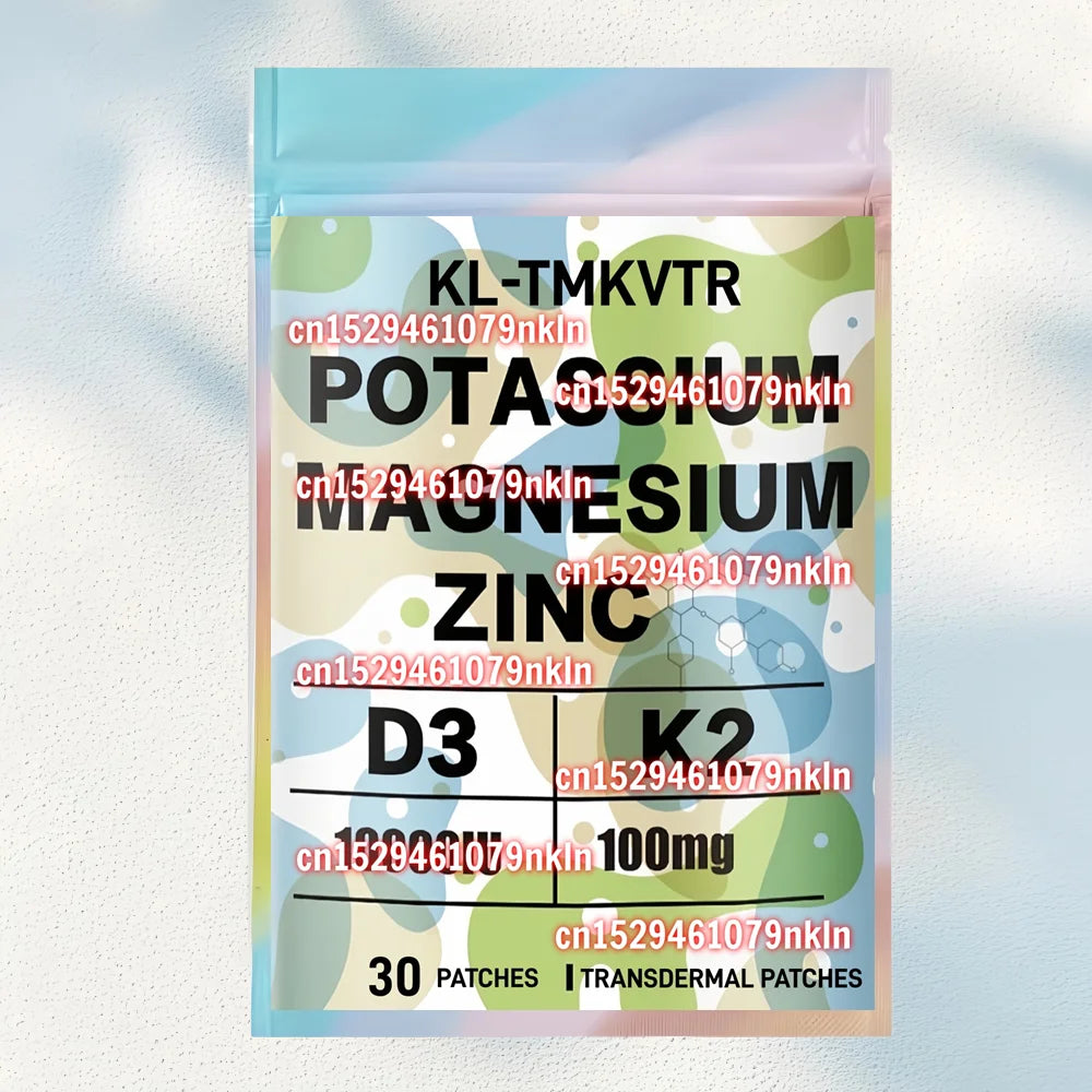 30 Parches Transdérmicos de Potasio, Magnesio y Zinc con Vitamina D3 y K2, Equilibrio Electrolítico de Alta Potencia, Apoyo Energético
