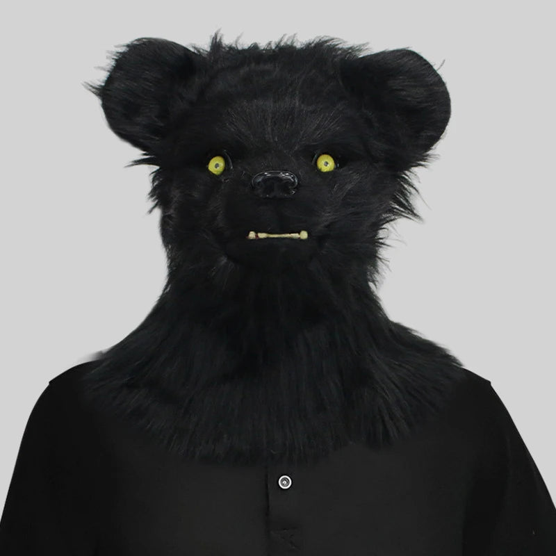 Máscara de zorro de felpa con boca móvil para Halloween, máscaras de cabeza completa de perro y Lobo, máscara de Animal realista, accesorios de disfraces de fiesta de Halloween