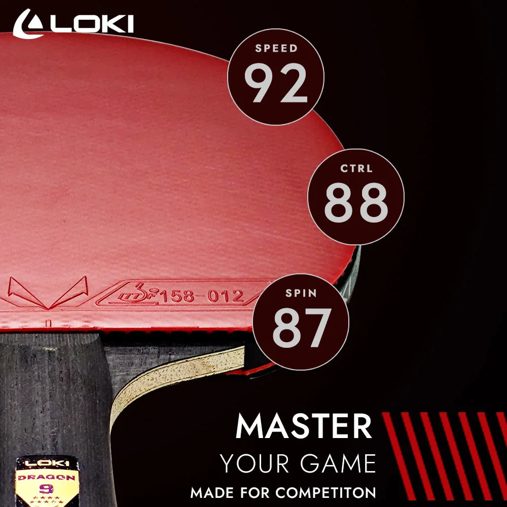 Raqueta de tenis de mesa LOKI de 9 estrellas, nuevo palo de paleta de Ping Pong profesional, goma adhesiva RXTON 7, 5 hojas de carbono de madera y 2