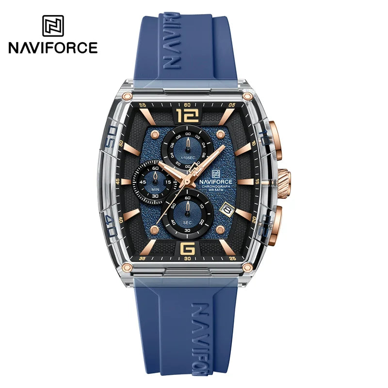 Reloj de moda para hombre de la mejor marca NAVIFORCE, cuarzo, correa de silicona, resistente al agua 50M, fecha, reloj de pulsera original para hombre 2025