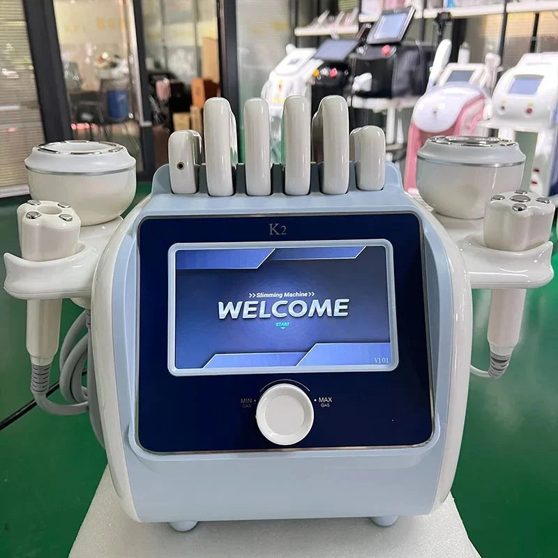 Máquina multifuncional 6 en 1 para modelar el cuerpo, eliminar grasa, cuidar la piel, adelgazar, reducir el peso y reafirmar el rostro mediante vacío de 80k.