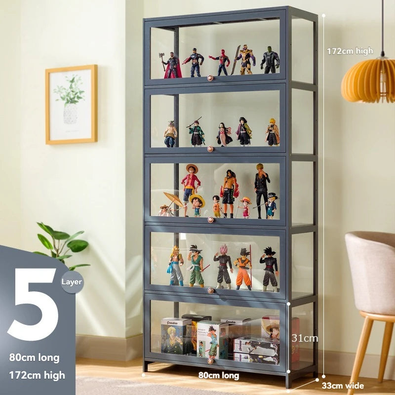Vitrina hecha a mano, vitrina transparente a prueba de polvo con imitación de vidrio, caja de almacenamiento acrílica para juguetes Lego, estante para libros