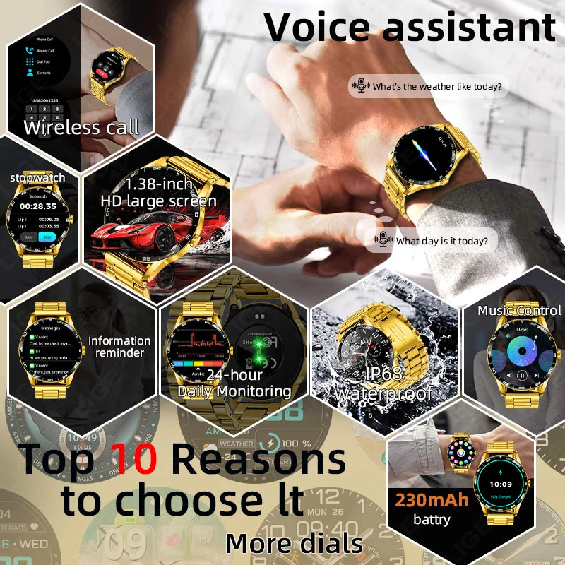 LIGE New IP68 Waterproof Heart Rate Monitor 2025 Smart Watch Men Full Touch Screen Sport Fitness Watch Bluetooth Call Smartwatch