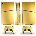 Gold Metal Brushed Color PS5 Slim Disc Digital Skin Sticker Decal Cover for Console and 2 Controllers PS5 Pro Disk Sticker Vinyl