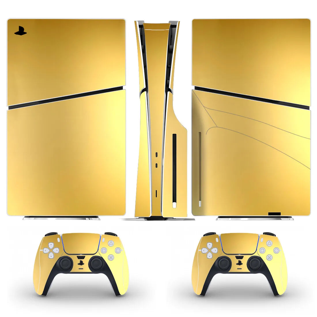 Gold Metal Brushed Color PS5 Slim Disc Digital Skin Sticker Decal Cover for Console and 2 Controllers PS5 Pro Disk Sticker Vinyl