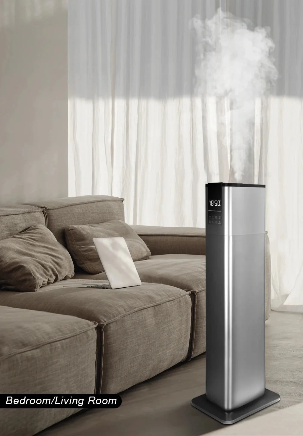 Humidificador de aire de suelo con niebla caliente de 13L, desinfección de gran capacidad de mujeres embarazadas y bebés en el hogar, dormitorio silencioso
