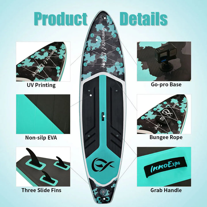 InnoExpo Tabla de Paddle Surf Inflable de 320-350 cm, Tabla de Surf, Tabla de SUP, Antideslizante, para Deportes Acuáticos, Tabla de Paddle Surf ISUP