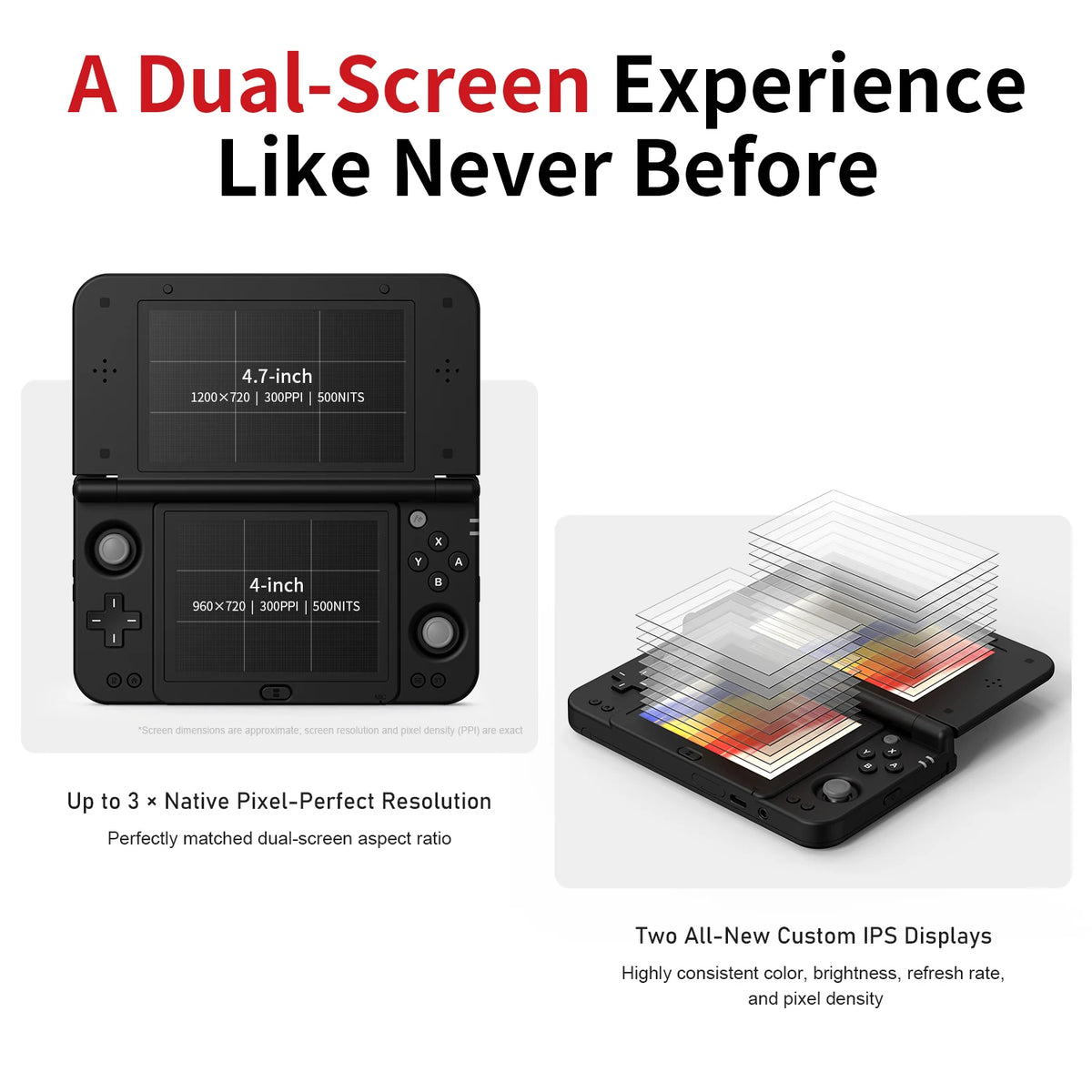 Consola de Juegos Portátil Retro Anbernic RG DDS con Pantalla IPS de 4.7"/4" Doble, Batería de 6000mAh, Android, 16 Juegos, Compatible con Asistente de IA y Streaming