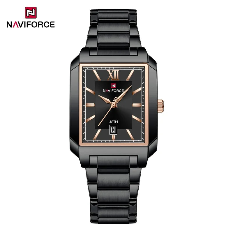 New NAVIFORCE Men's 3ATM Waterproof Anniversary Quartz Watch Fashion Watches Date Display Stainless Steel Strap Male Gift Watch