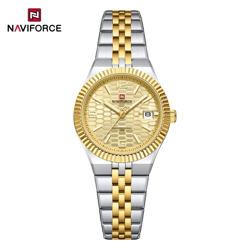 Reloj de mujer NAVIFORCE NF5079 de cuarzo, deportivo, resistente al agua, de alta calidad, con correa de acero, romántico, para dama