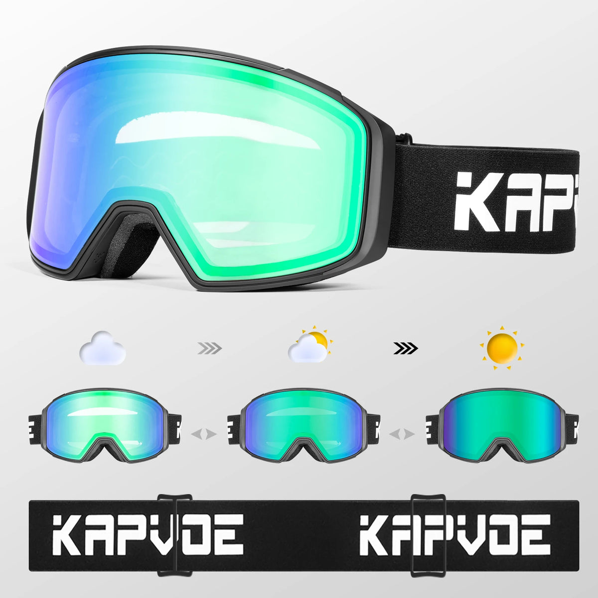 KAPVOE lente de atracción magnética deportes al aire libre gafas de esquí fotocromáticas protección esquí Snowboard correa antideslizante gafas de nieve