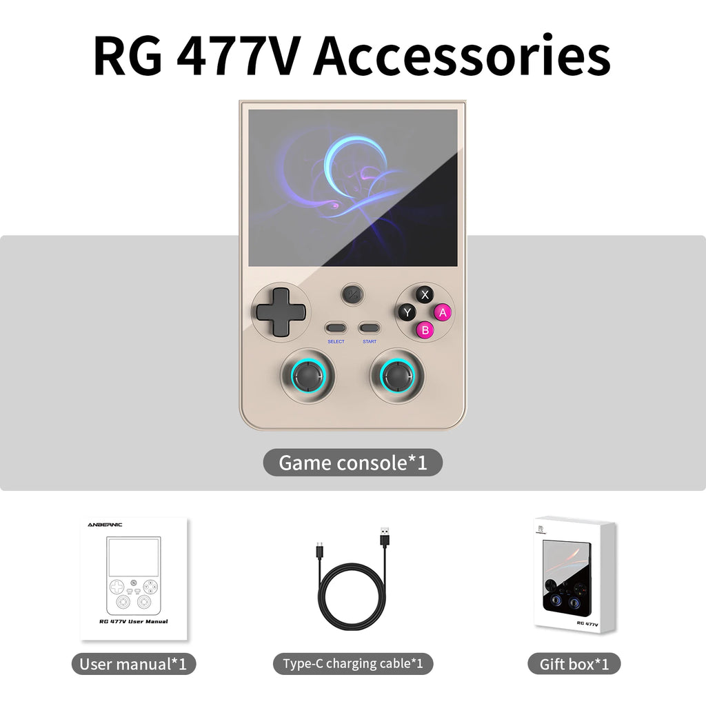 Consola de Juegos Retro Portátil ANBERNIC, Pantalla LTPS In-Cell de 4.7" 1280*960, Android 14, 5500mAh, RG477V, Reproductor de Videojuegos con IA, Regalos para Niños